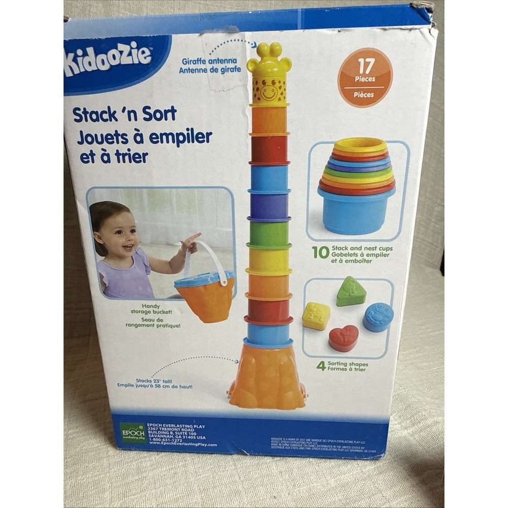 Kidoozie Stack 'n Sort 12 Stacking Pieces And 4 Shapes to Sort‎ New Damaged Box